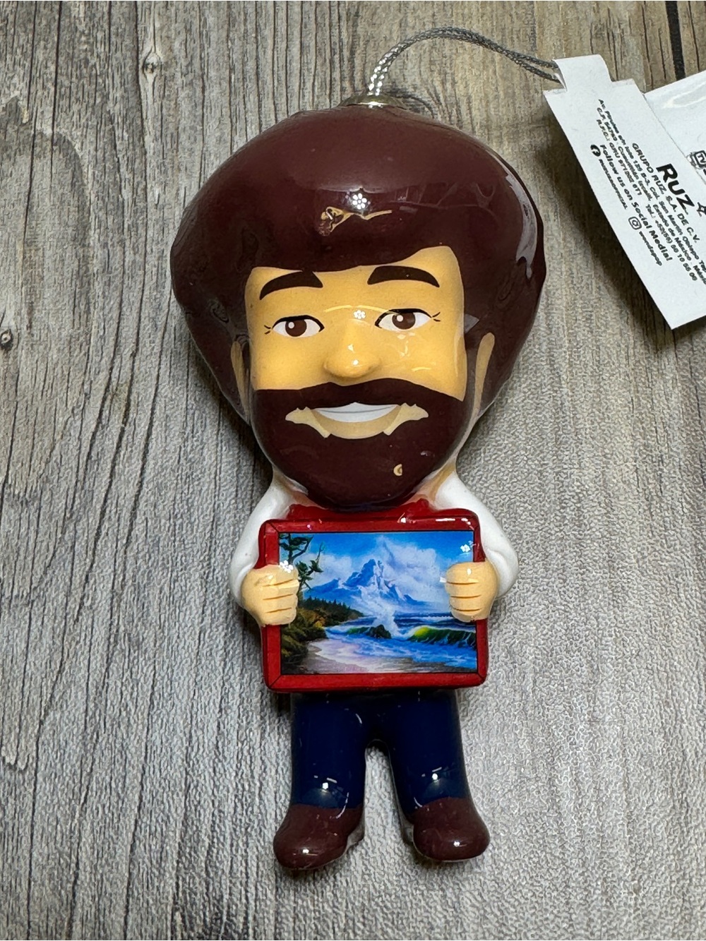 New Bob Ross Holding A Painting Plastic Christmas Holiday Ornament 4" by RUZ